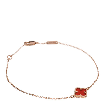 Van Cleef & Arpels 18K Rose Gold Carnelian Sweet Alhambra Bracelet 1 of 5