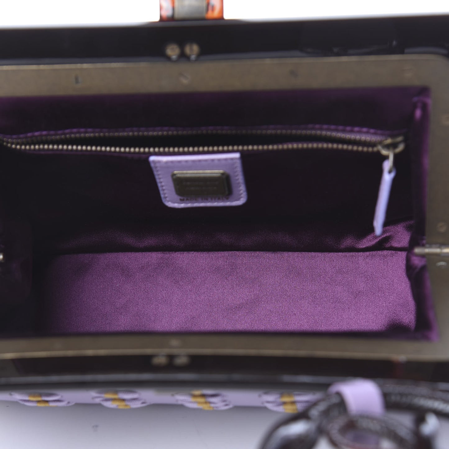 Lambskin Threaded Frame Clutch Violet Clair
