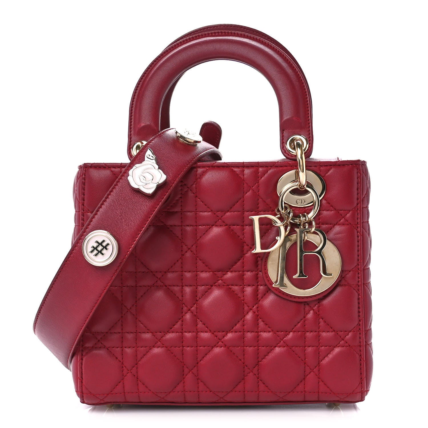 Christian Dior Lambskin Cannage Small Lucky Badges My Lady Dior Red 1 of 14