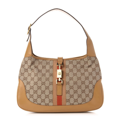 Gucci Monogram Web Jackie O Hobo Tan 1 of 13