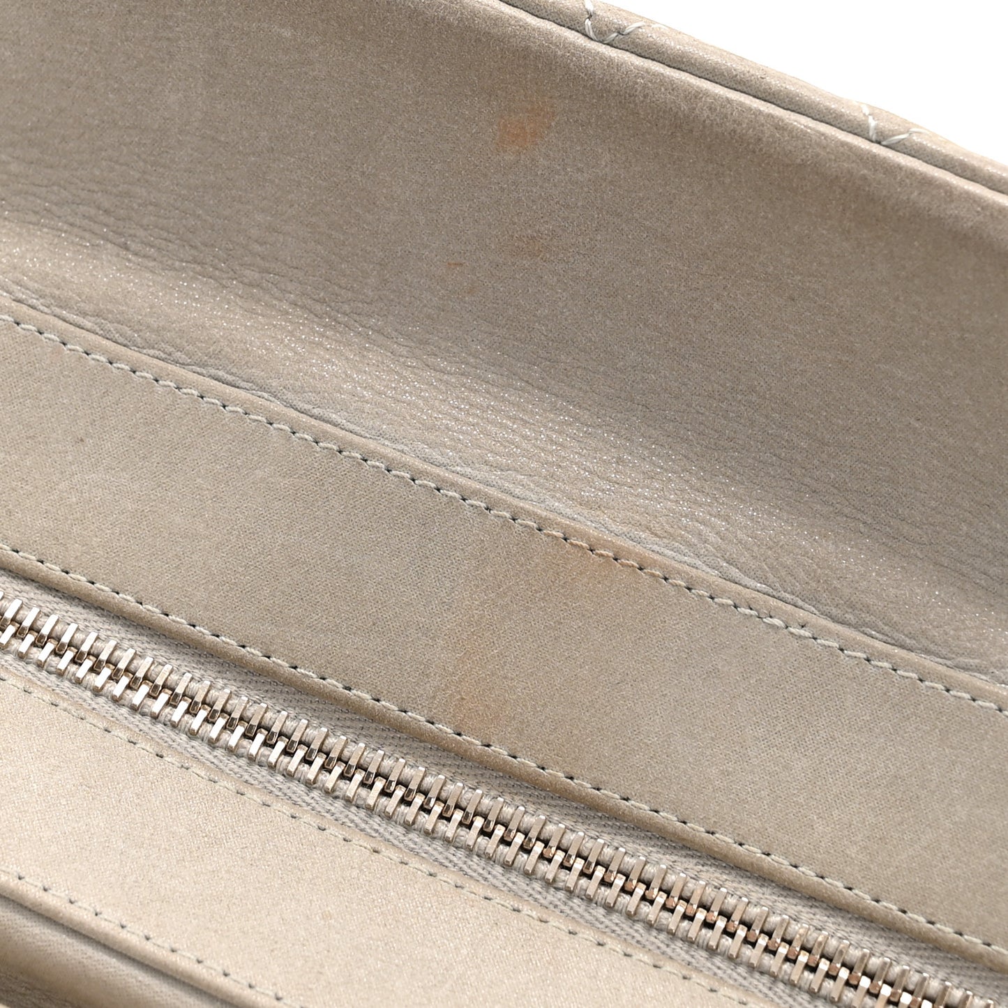 Iridescent Calfskin Chic Quilt Bowling Bag Grey