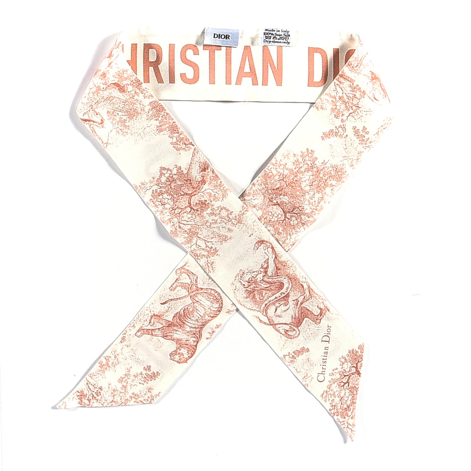 Christian Dior Silk Toile De Jouy Mitzah Scarf Pink 2 of 6