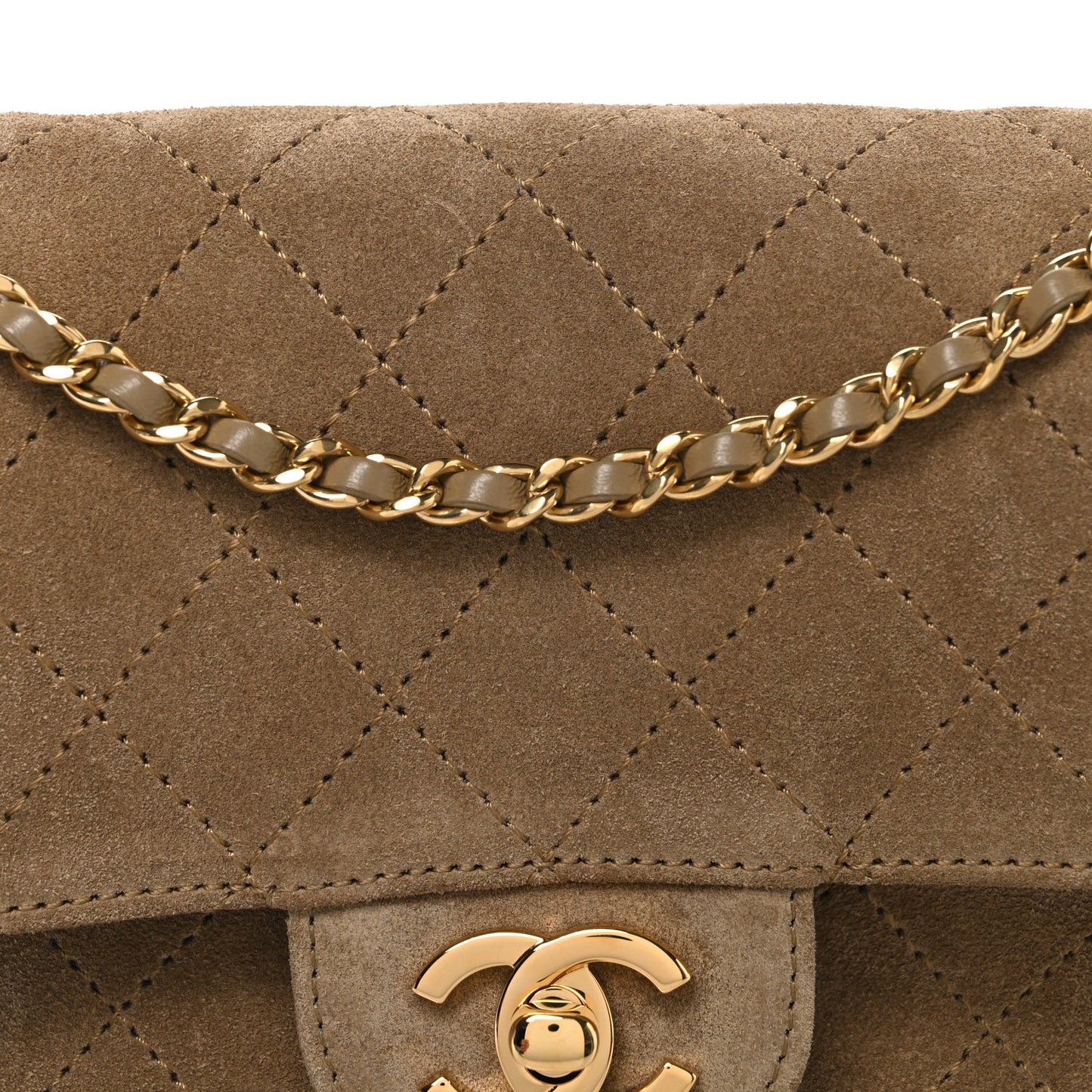 Suede Calfskin Mini Souplissimo Maxi Flap Dark Beige