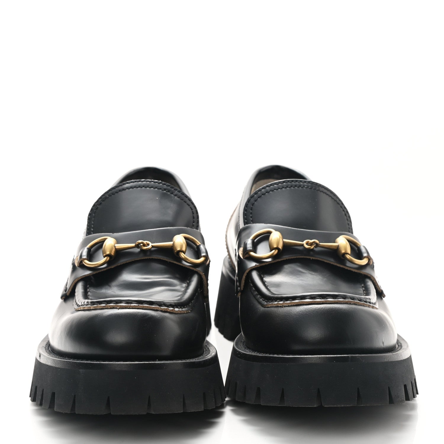 Gucci Cordovan Lux Womens Harald Horsebit 25mm Platform Loafers 38.5 Black 2 of 8