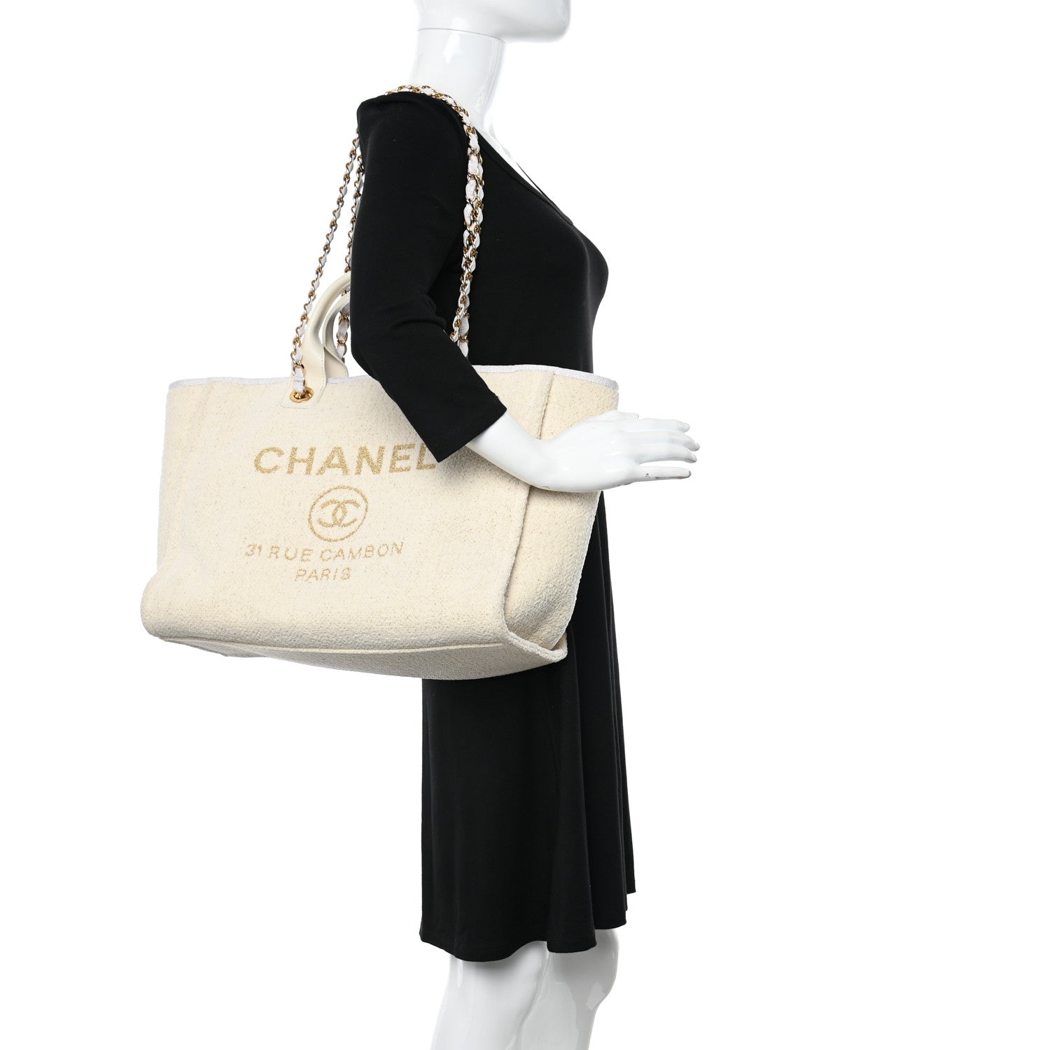 Chanel Lurex Boucle Medium Deauville Tote White 2 of 10