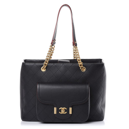 Chanel Calfskin Stitched Archi Chic Large Tote Black 1 of 12
