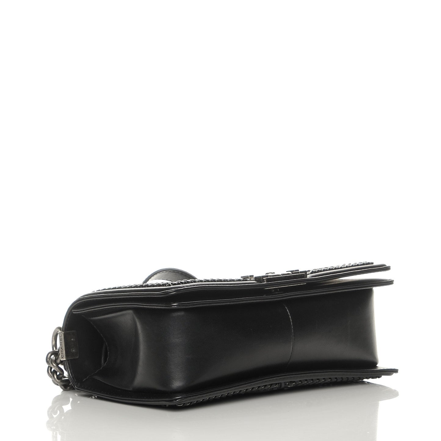 Calfskin Quilted Medium Boy Top Handle Flap Black