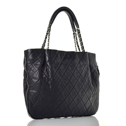 Chanel Caviar Expandable Zip Shoulder Bag Black 3 of 9