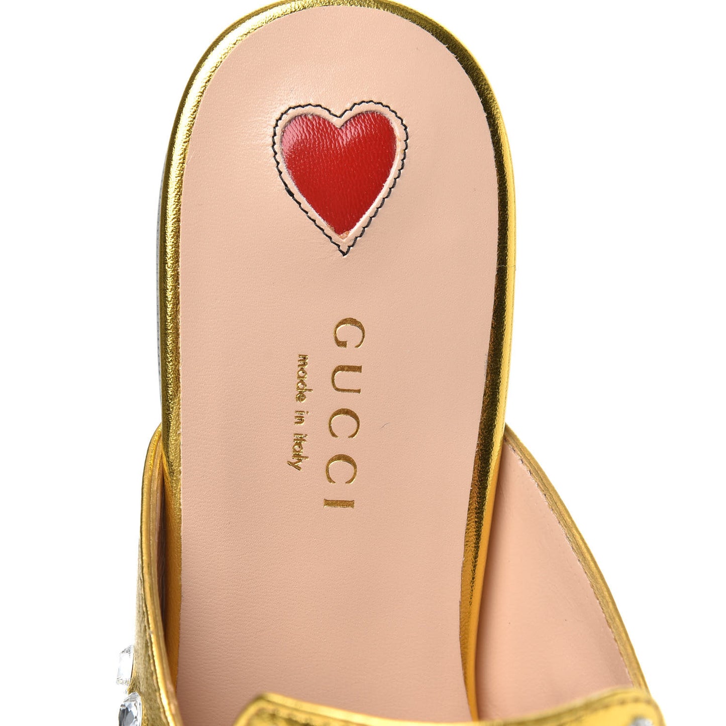 Metallic Nappa Crystal Womens Princetown Slippers 37 Gold