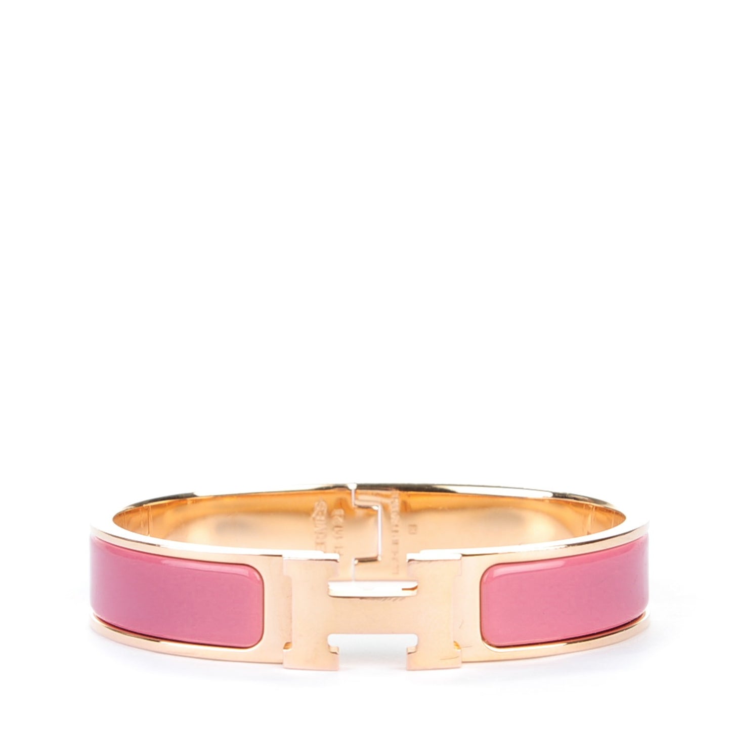 Enamel Narrow Clic Clac H Bracelet PM Rose Velours