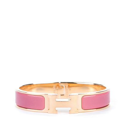 Hermes Enamel Narrow Clic Clac H Bracelet PM Rose Velours 1 of 4