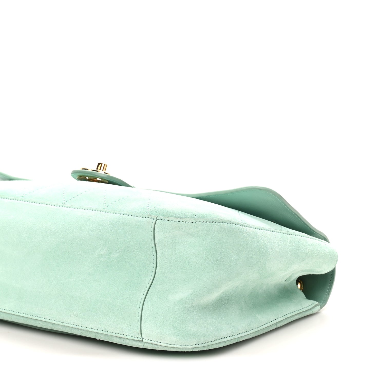 Suede Calfskin Small Souplissimo Maxi Flap Green