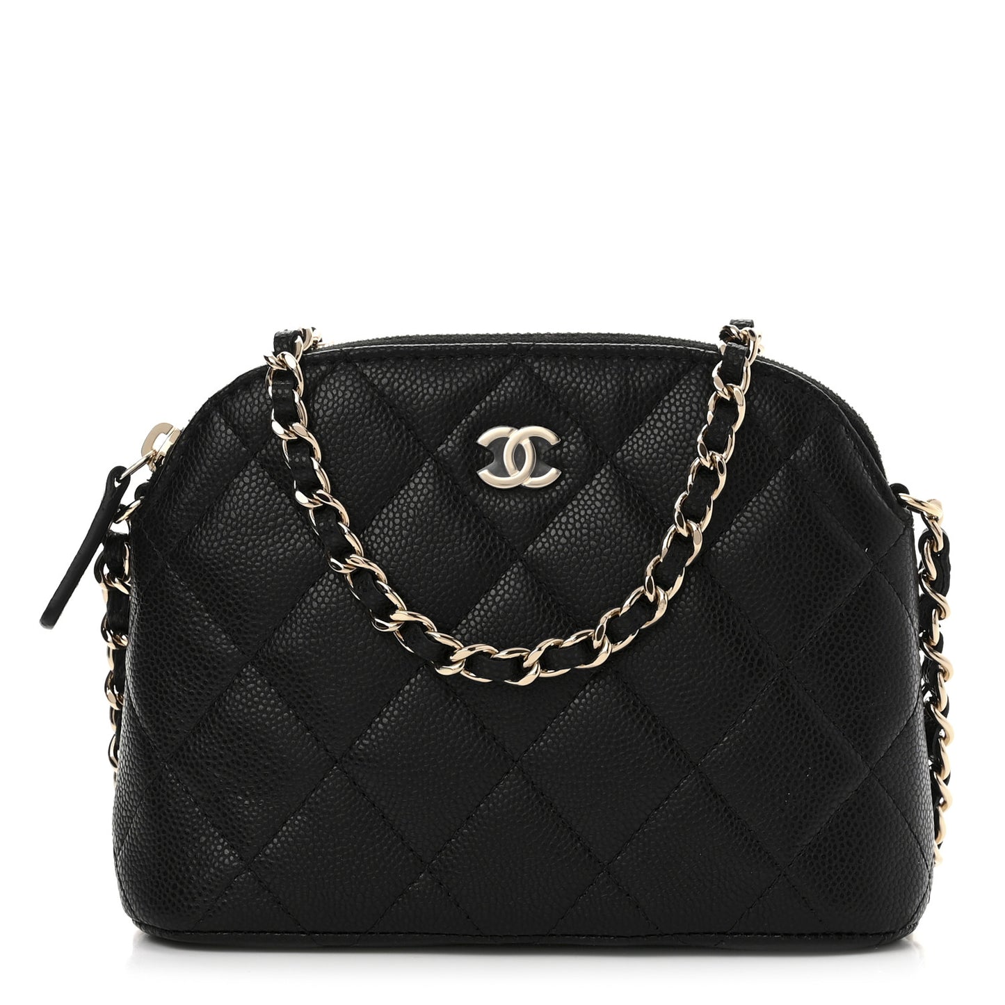 Caviar Quilted Classic Clutch with Chain Black
