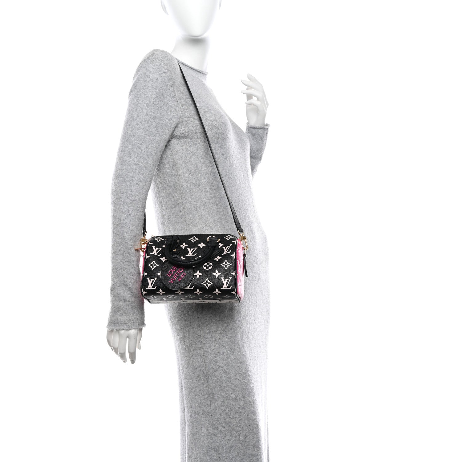 Louis Vuitton Empreinte Monogram Spring in the City Speedy Bandouliere 20 Black White Pink 2 of 9