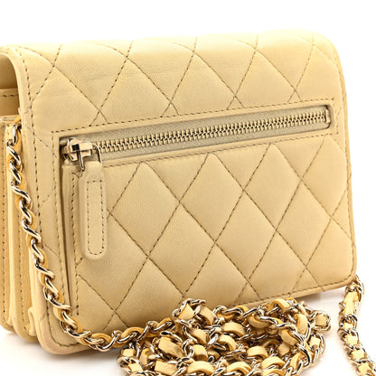 Chanel Lambskin Quilted Mini Wallet On Chain WOC Yellow 13 of 20