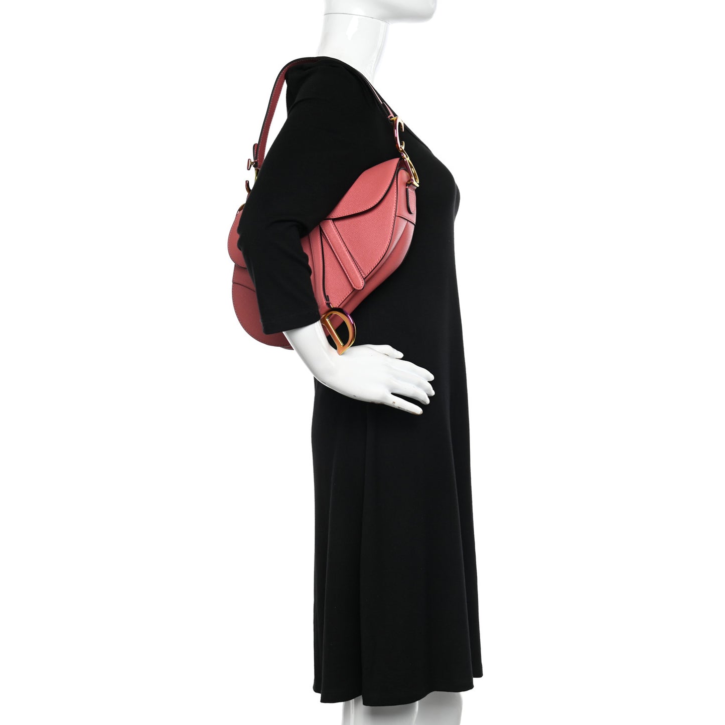 Grained Calfskin Saddle Bag Pink