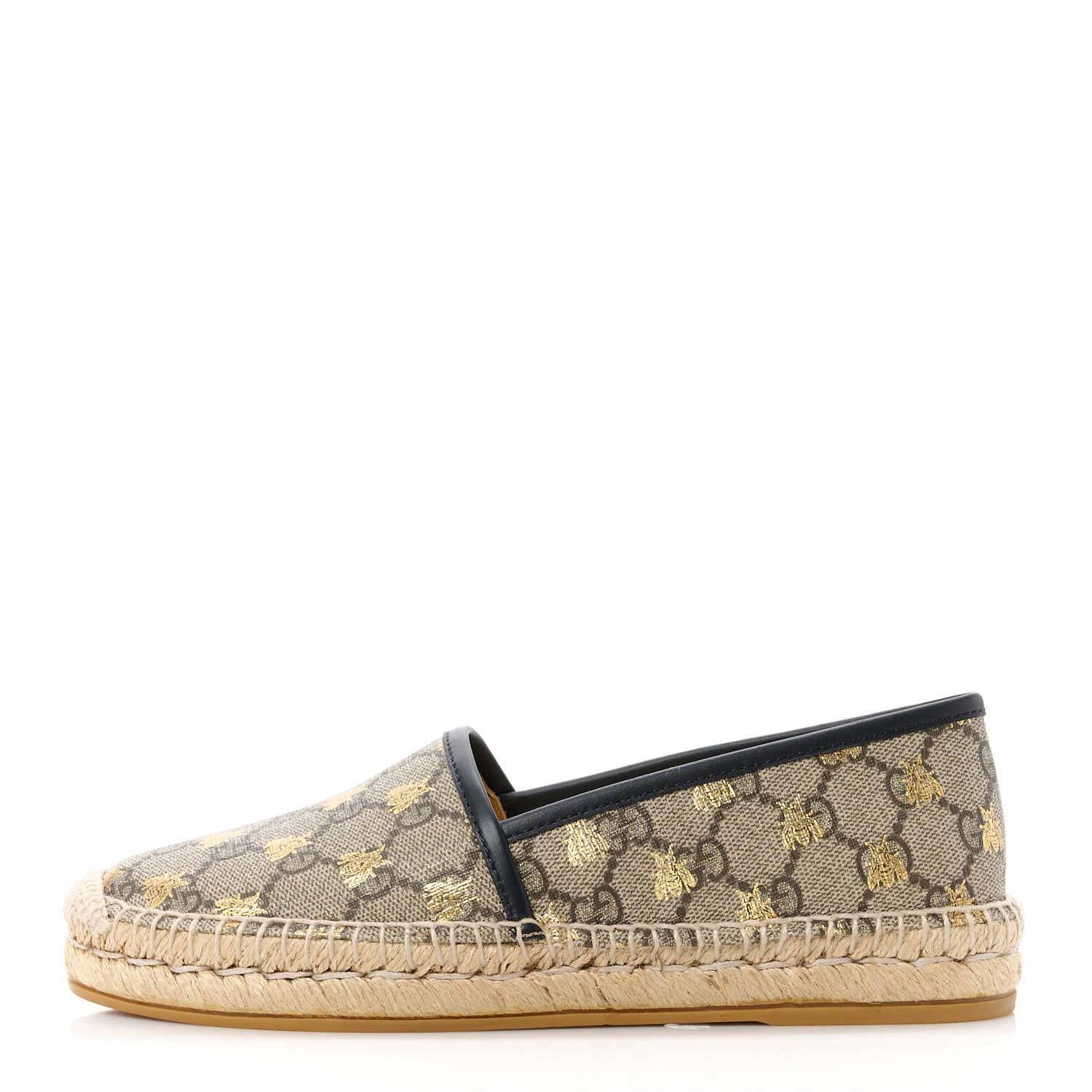 Gucci GG Supreme Monogram Bees Espadrille Flats 36 Beige Ebony Oro Black 1 of 12