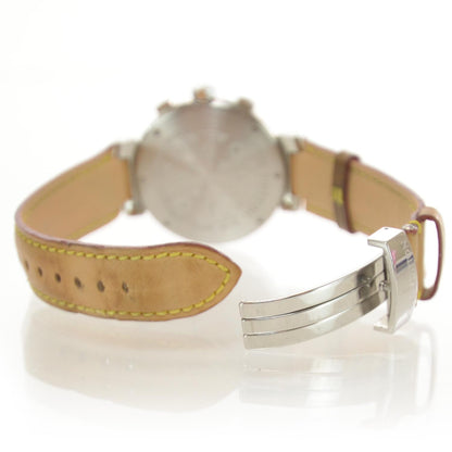 Louis Vuitton Stainless Steel Vachetta 41mm Tambour Chronograph Automatic Watch Brown 4 of 6