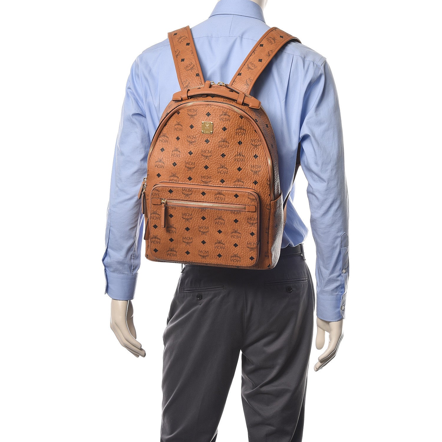 MCM Visetos Mens Medium Stark Backpack Cognac 2 of 9