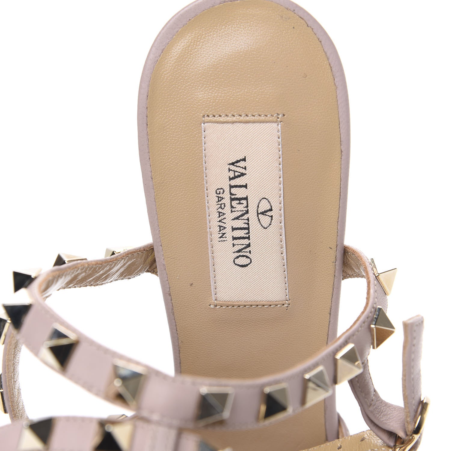 Valentino Garavani Nappa Rockstud Ankle Strap Low Heel Pumps 38 Cognac Poudre 6 of 7