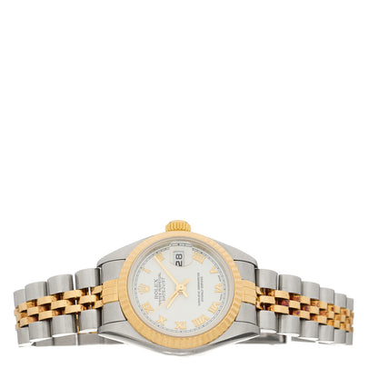 Rolex Stainless Steel 18K Yellow Gold 26mm Oyster Perpetual Datejust Watch White Roman 79173 3 of 6