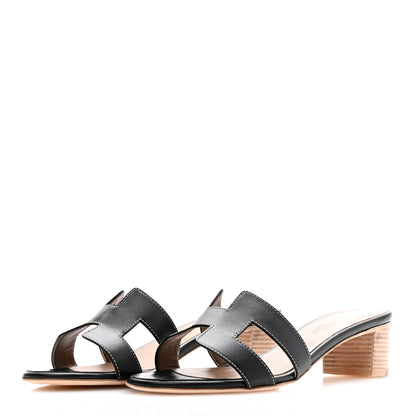 Hermes Calfskin Oasis Sandals 39.5 Black 3 of 8
