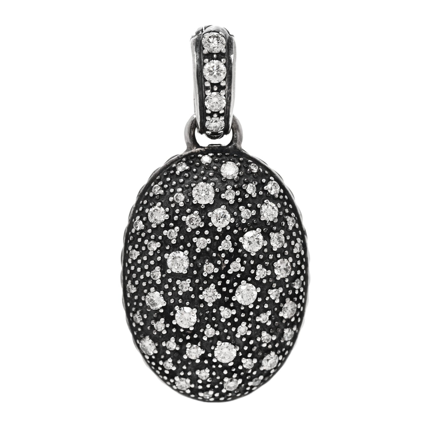 Sterling Silver Diamond Midnight Melange Oval Enhancer Pendant