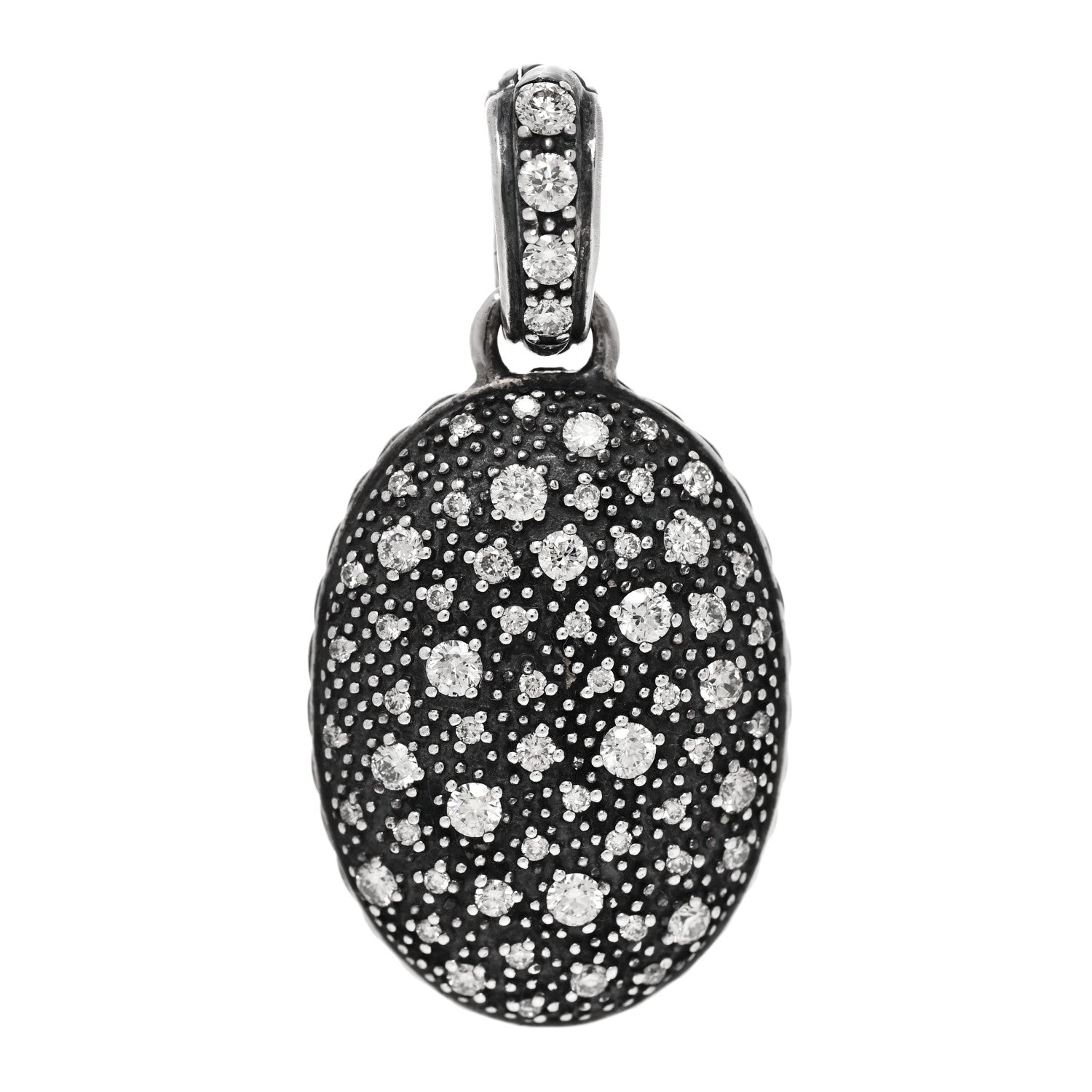 David Yurman Sterling Silver Diamond Midnight Melange Oval Enhancer Pendant 1 of 4