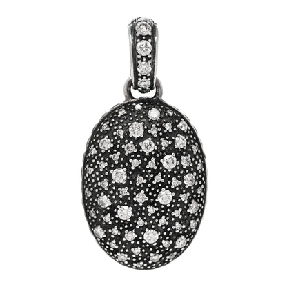 David Yurman Sterling Silver Diamond Midnight Melange Oval Enhancer Pendant 1 of 4