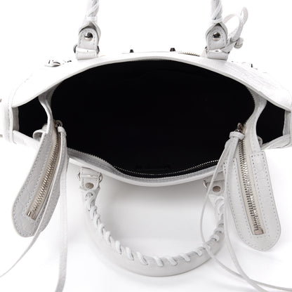 Balenciaga Matte Supple Lambskin Crocodile Embossed Classic Silver Hardware S City White 6 of 11