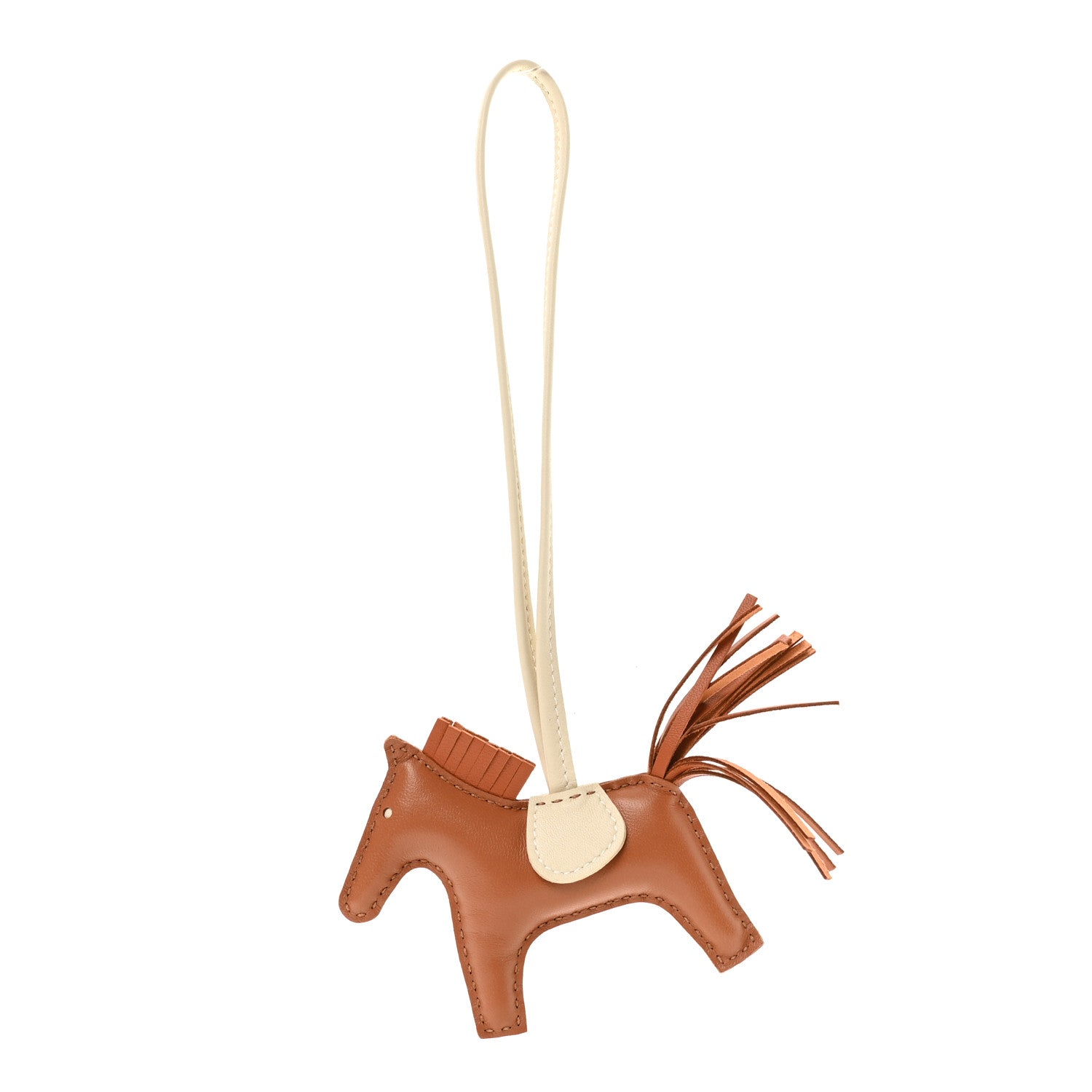 Hermes Milo Lambskin Grigri Rodeo Horse Bag Charm PM Craie Gold Pain D'epice Epice 1 of 4