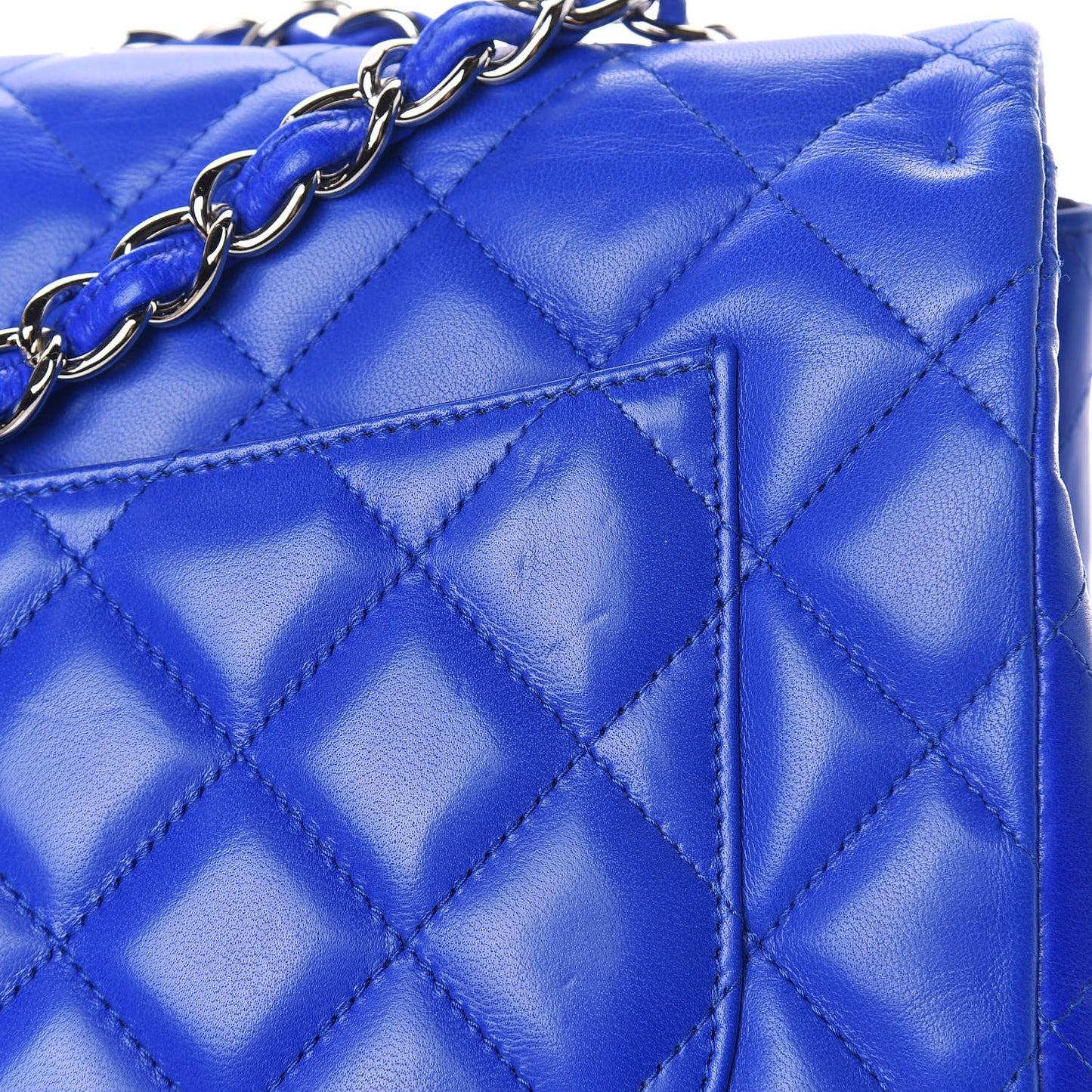 Lambskin Quilted Jumbo Single Flap Blue