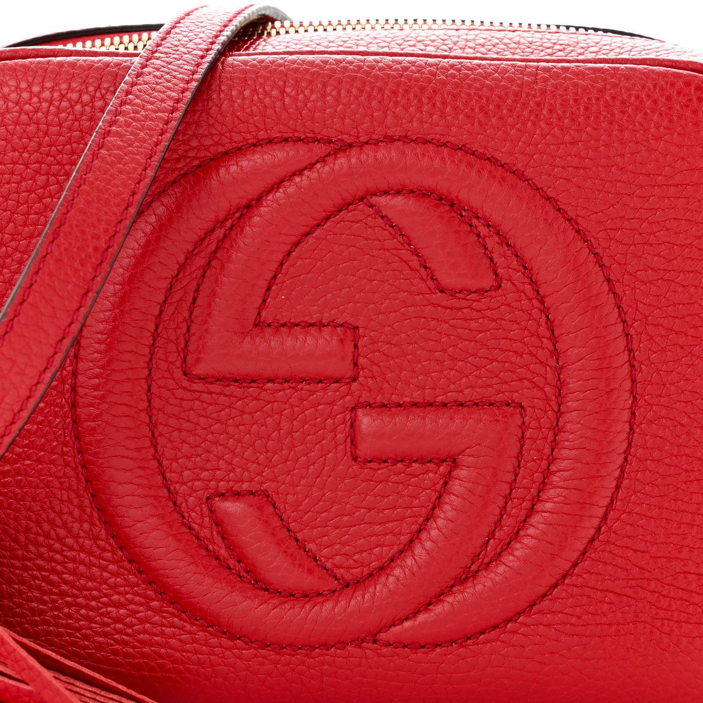 Pebbled Calfskin Small Soho Disco Bag Vibrant Red