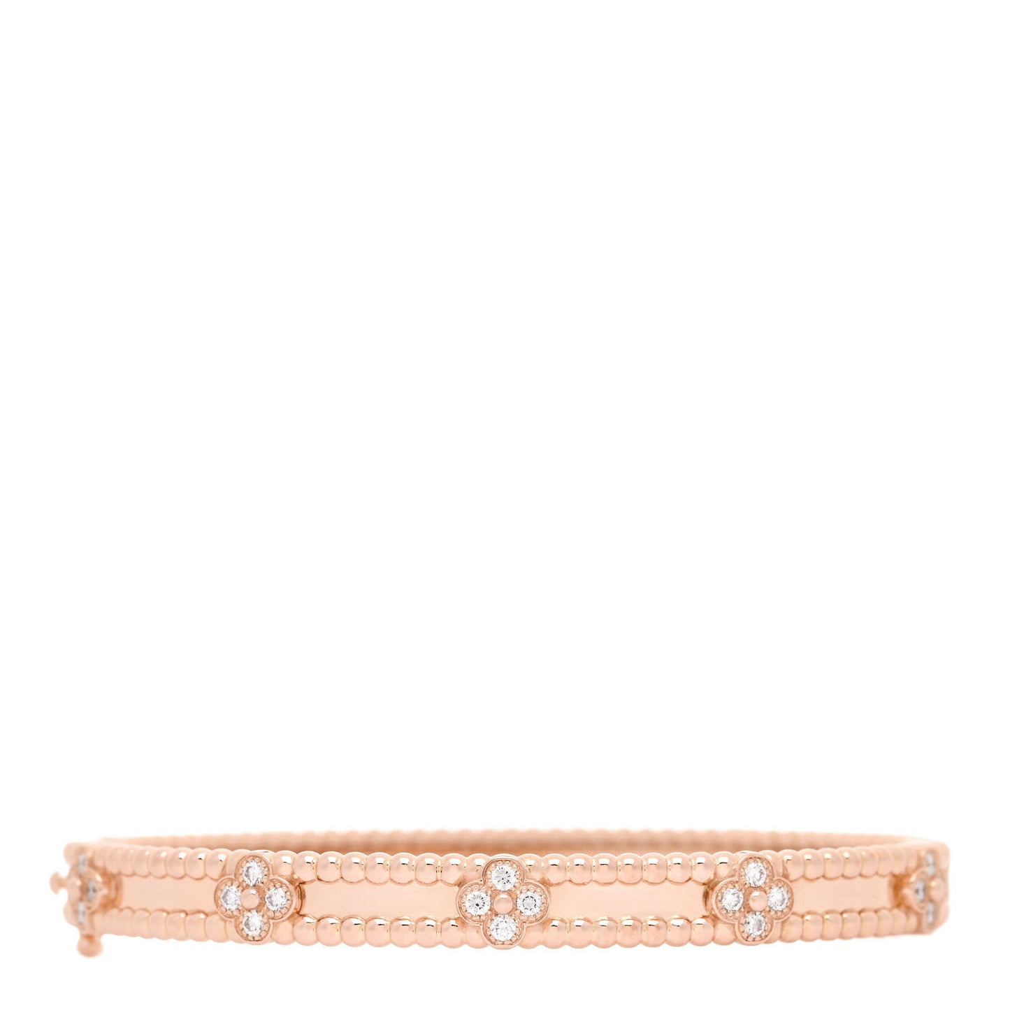 18K Rose Gold Diamond Perlee Sweet Clovers Bracelet S