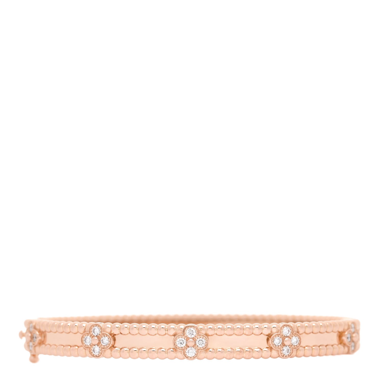 Van Cleef & Arpels 18K Rose Gold Diamond Perlee Sweet Clovers Bracelet S 1 of 4