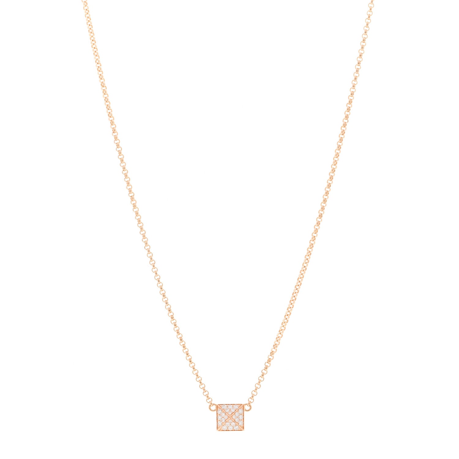 Hermes 18K Rose Gold Diamond Clou d'H Pendant Necklace 1 of 5