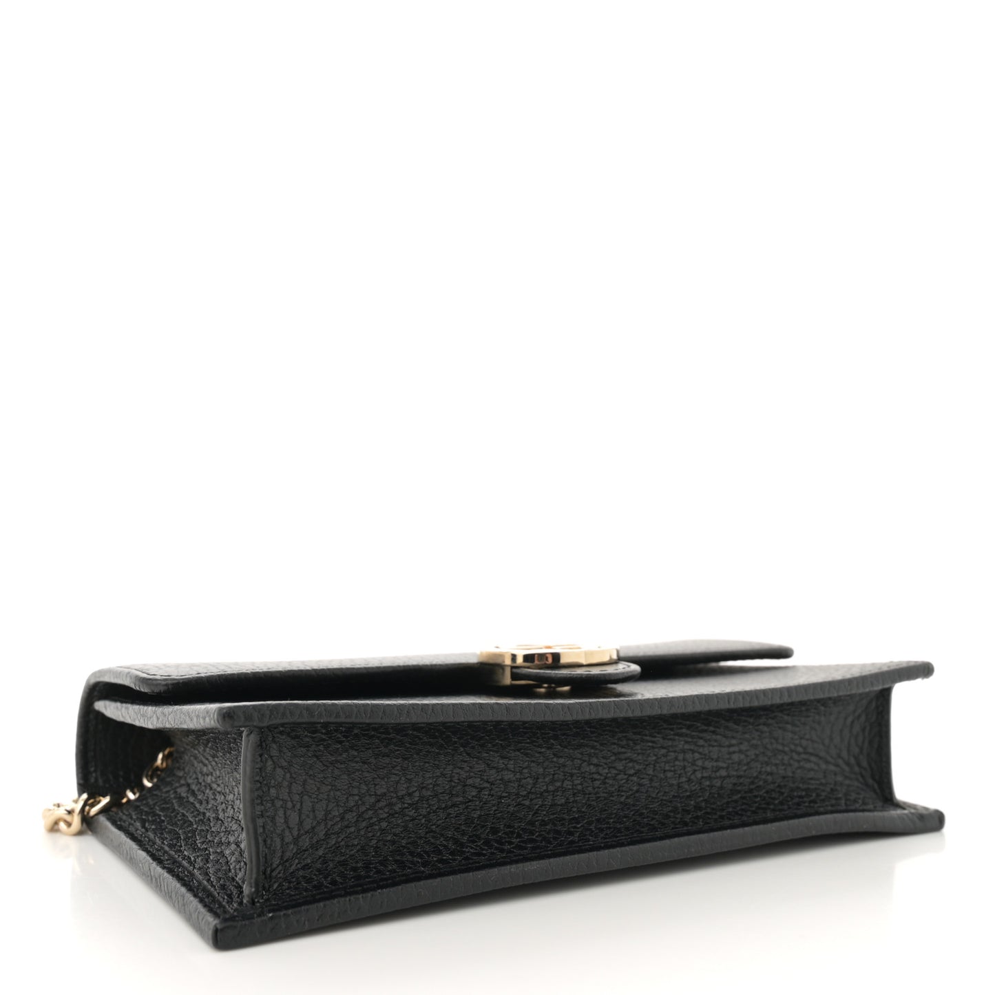 Dollar Calfskin Interlocking G Chain Wallet Black