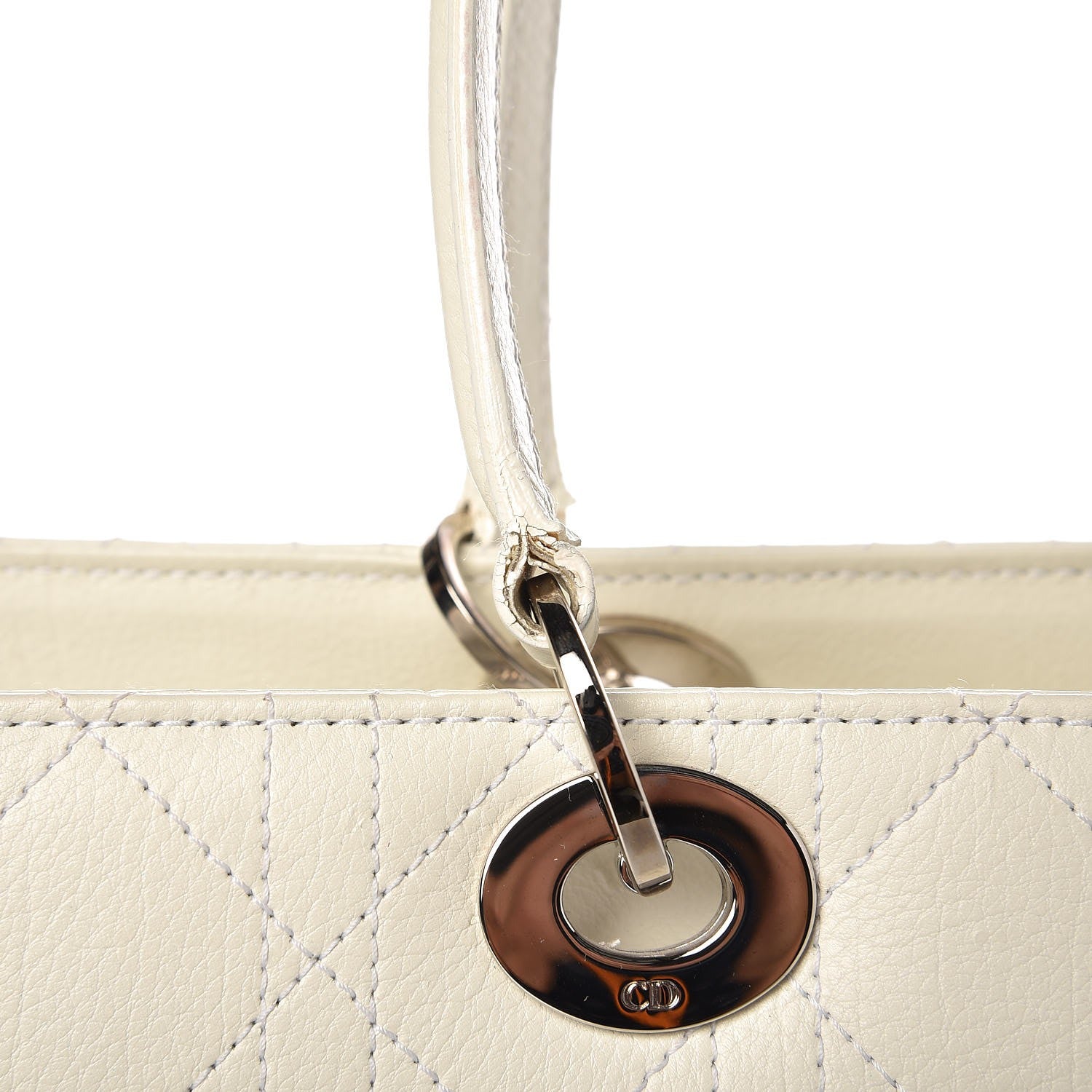 Christian Dior Calfskin Cannage Stitched Large East West Lady Dior White 24 of 29