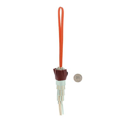 Hermes Milo Lambskin Epsom Chouette Bag Charm Vert Peppermint Clé Feu Rouge H White Black 2 of 5