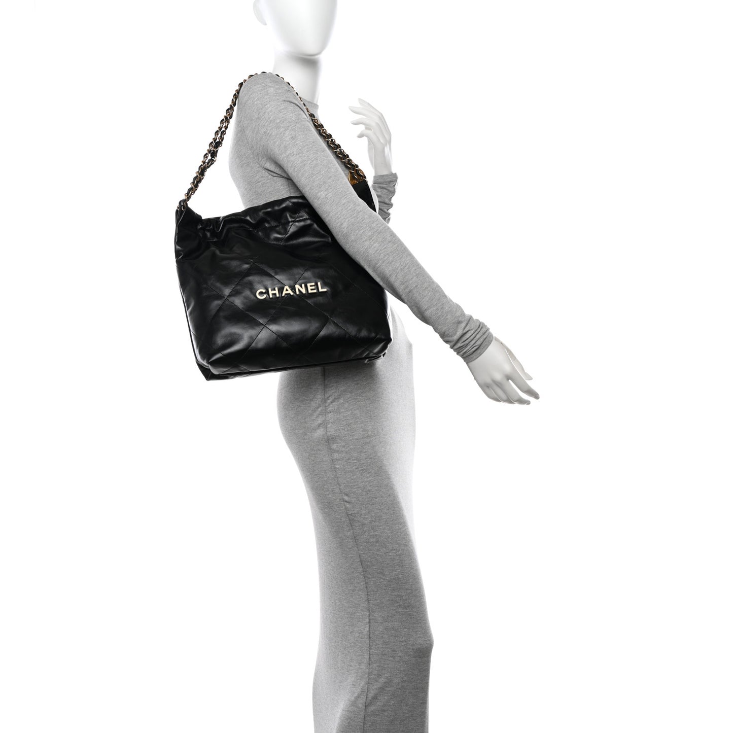 Calfskin Quilted Small Chanel 22 Black