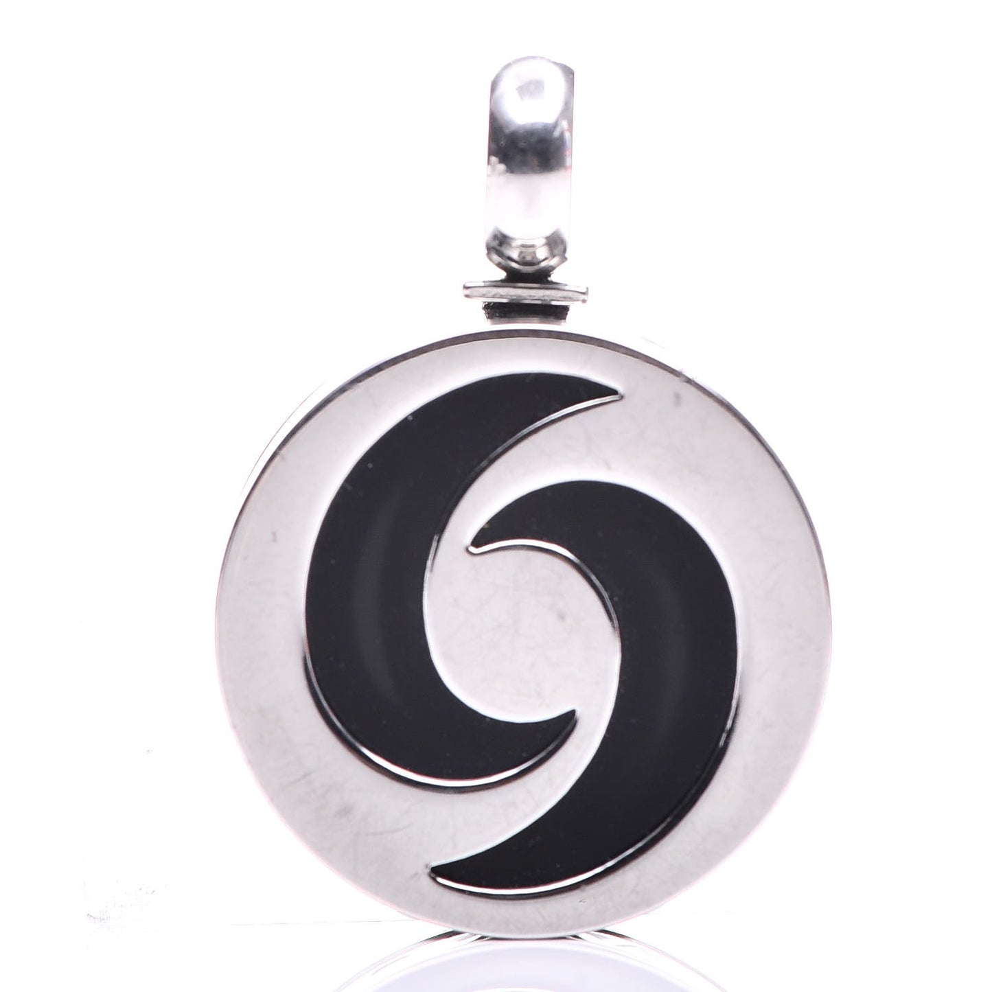BVLGARI 18K White Gold Stainless Steel Onyx Optical Pendant