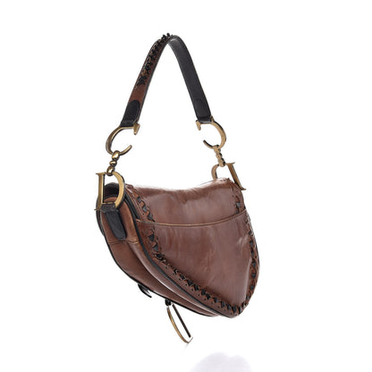 Christian Dior Calfskin Laser Cut Saddle Bag Brown 3 of 7