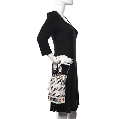 Fendi X FILA Calfskin F is Fendi Mania Fringe Mini Mon Tresor Bucket Bag White 3 of 16