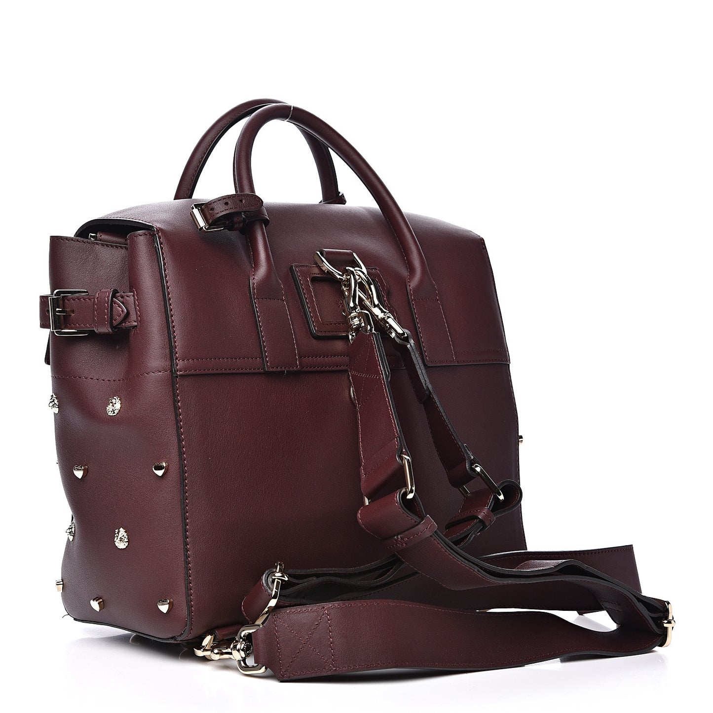 Calfskin Studded Medium Cara Delevingne Convertible Satchel Oxblood