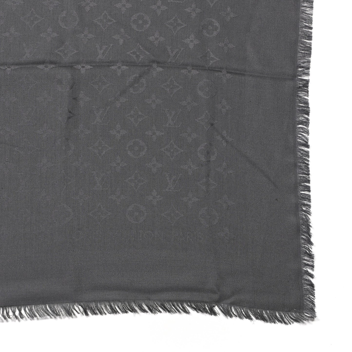 Silk Monogram Shine Shawl Charcoal Grey