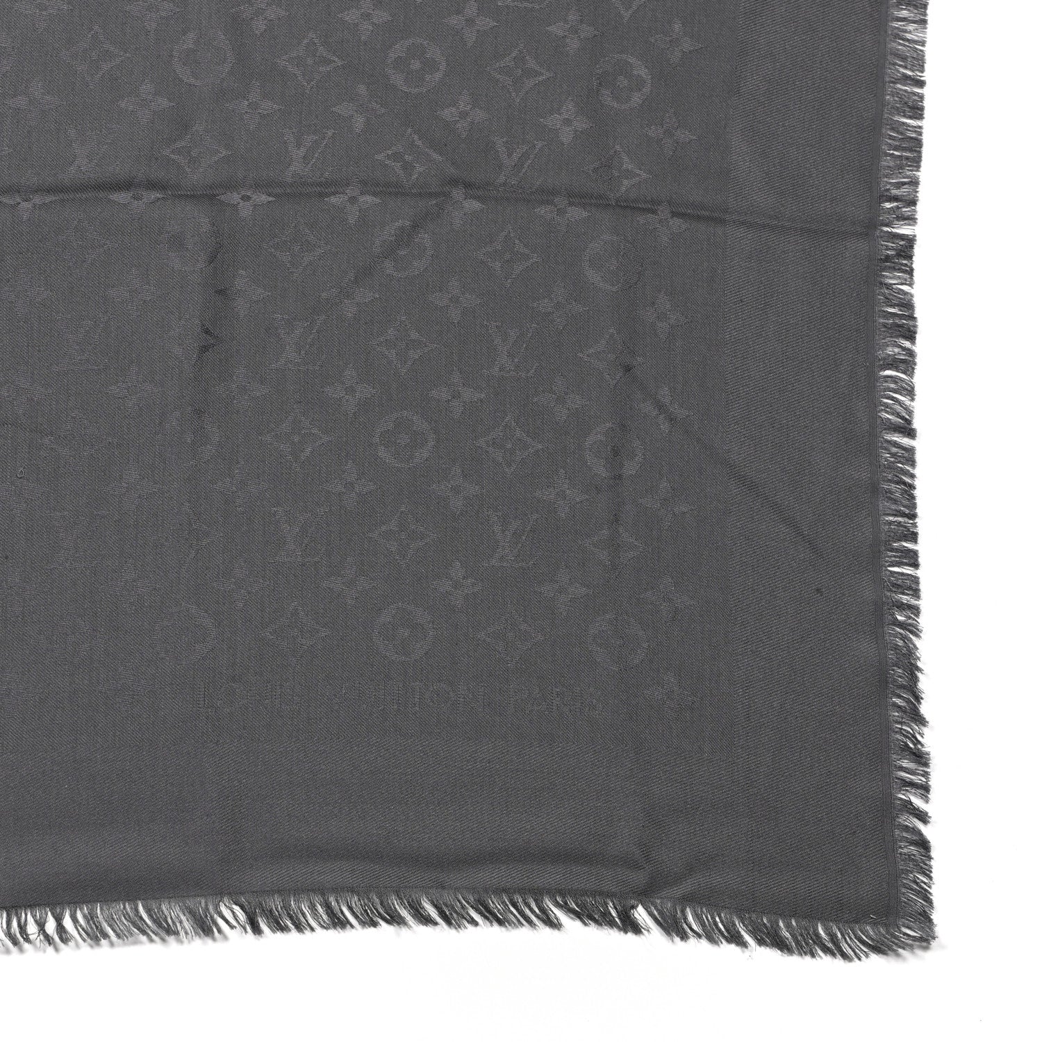 Louis Vuitton Silk Monogram Shine Shawl Charcoal Grey 3 of 6