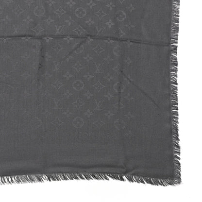 Louis Vuitton Silk Monogram Shine Shawl Charcoal Grey 3 of 6
