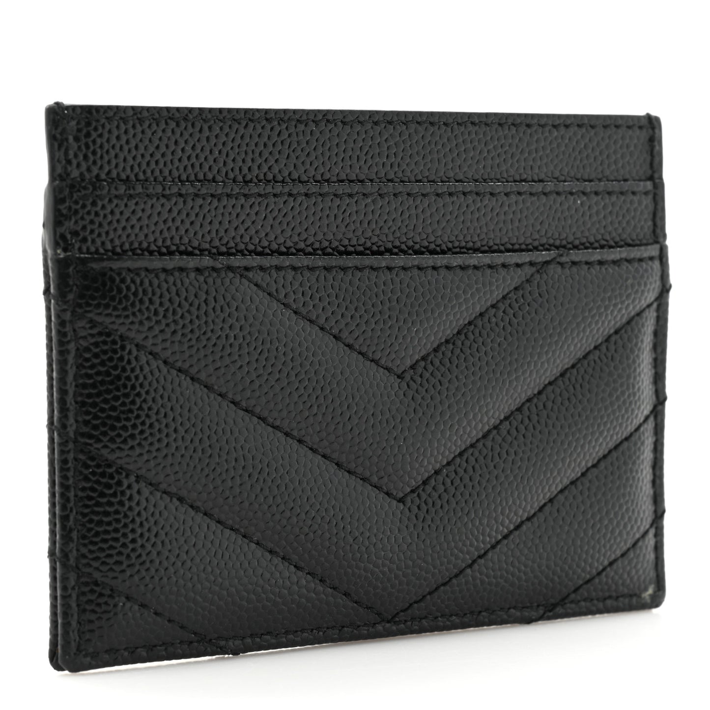Grain De Poudre Matelasse Chevron Monochrome Monogram Credit Card Case Black