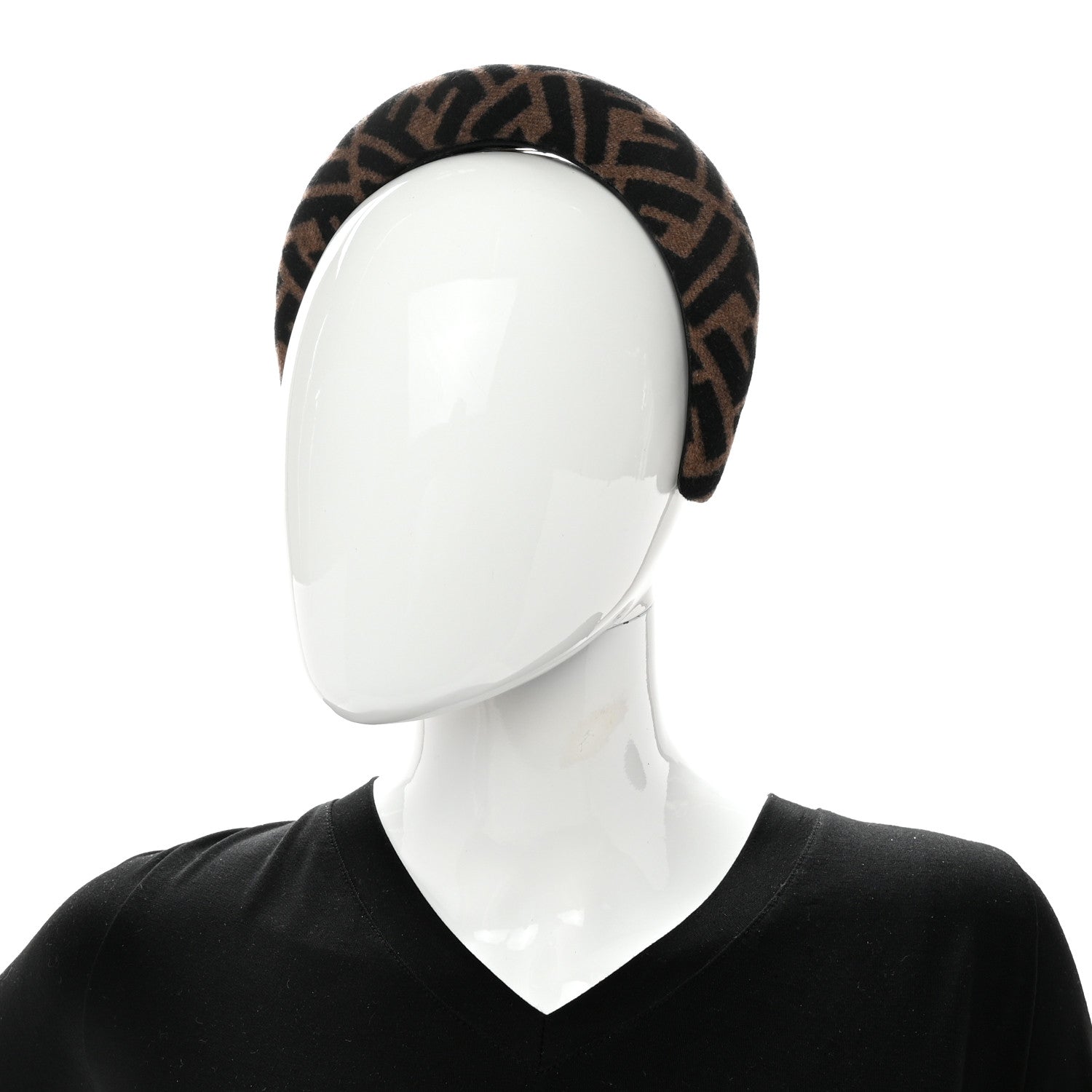 Fendi Wool Cashmere FF Logo Headband Tobacco 2 of 3