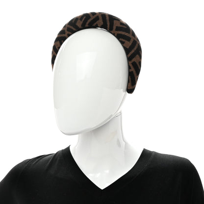 Fendi Wool Cashmere FF Logo Headband Tobacco 2 of 3